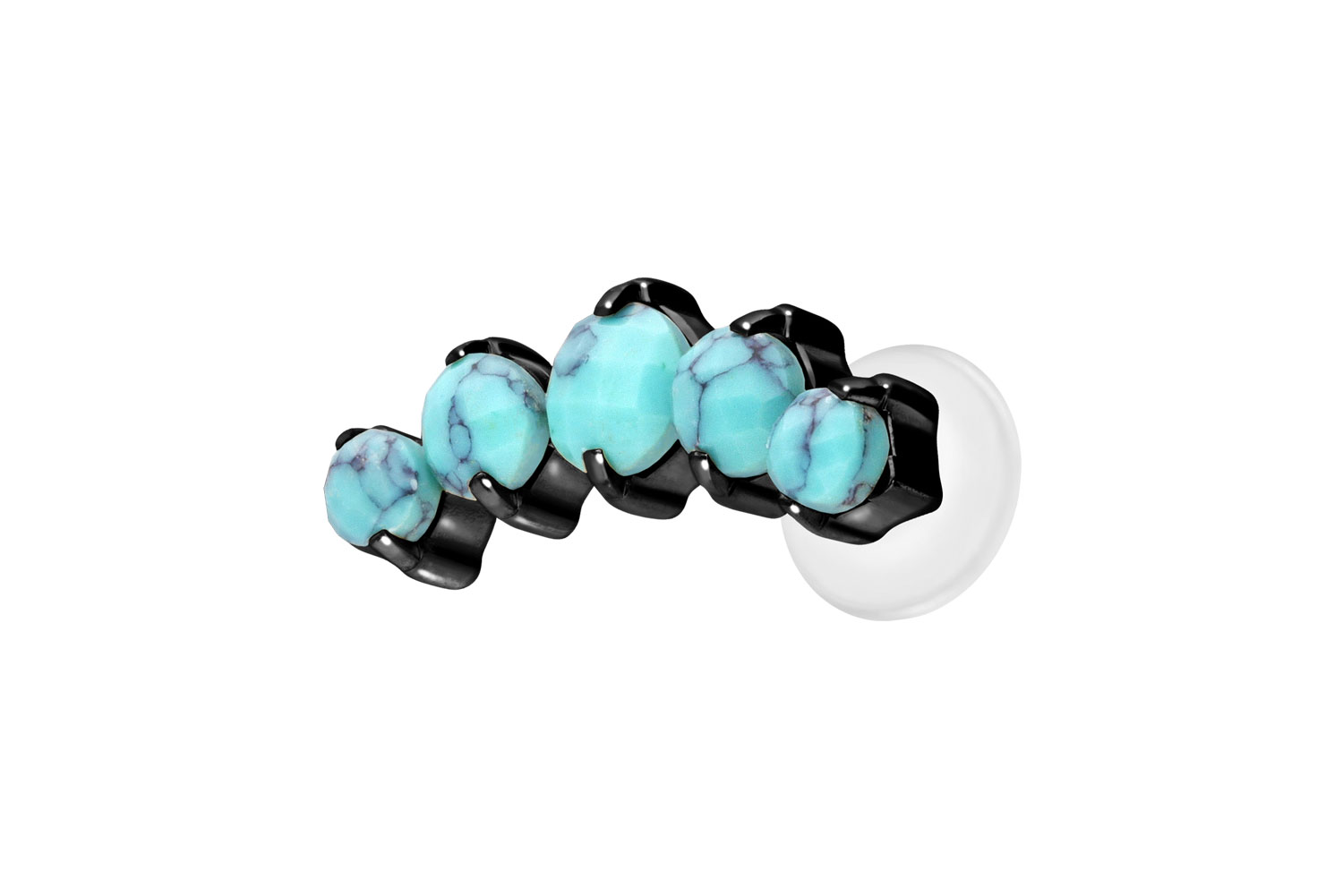 PTFE Labret Piercing mit Innengewinde + Titan-Aufsatz 5 SYNTHETISCHE TÜRKISE